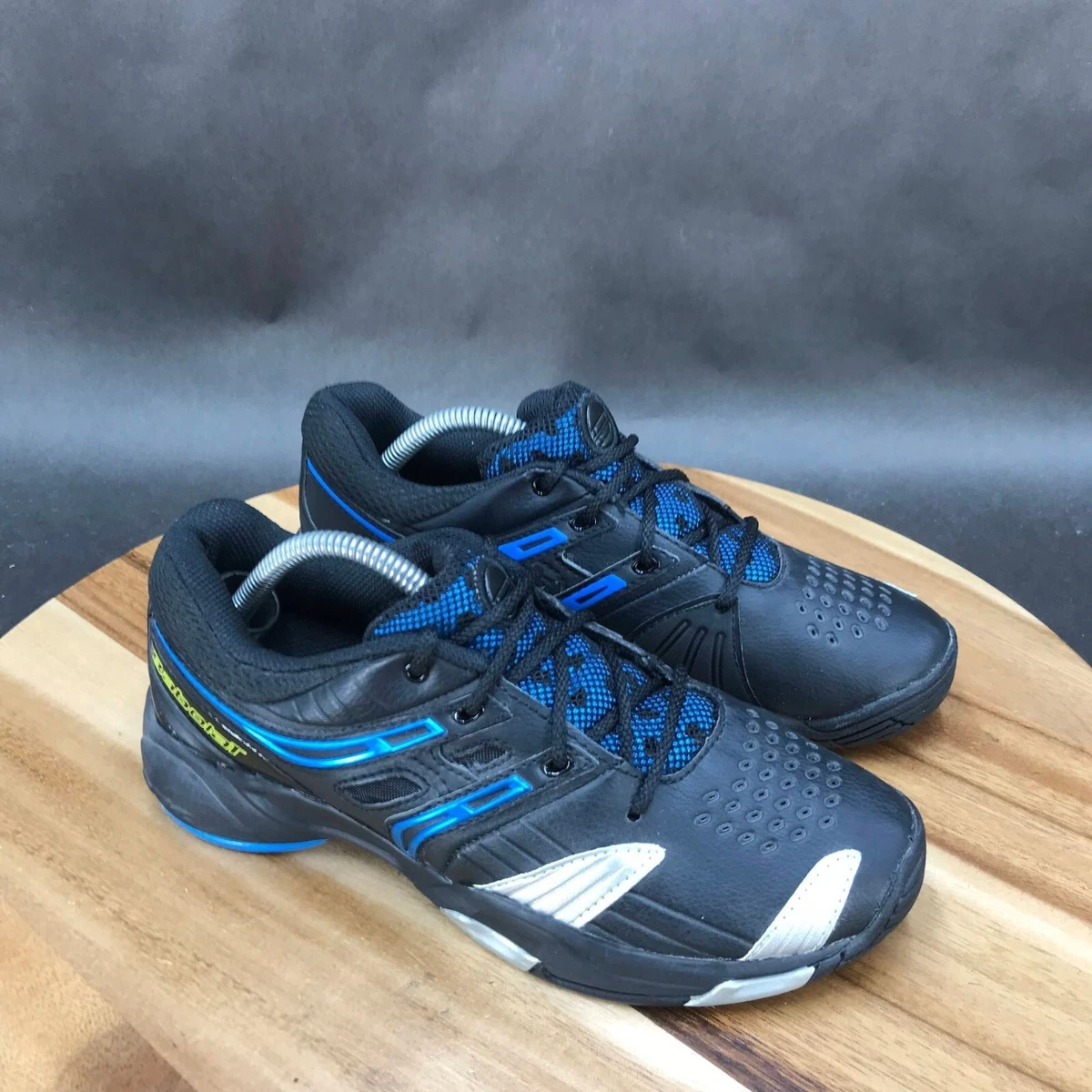 Babolat Compressor Black Blue Perforated Tennis Shoes Low Top Lace