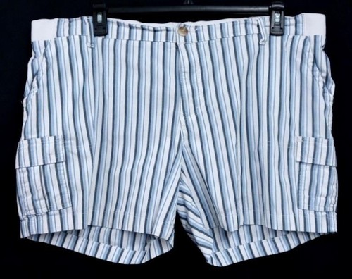 Lee blue white striped spandex stretch pockets mid rise regular fit shorts  22M | eBay