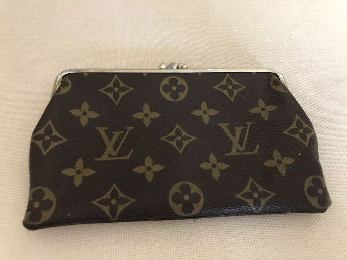 Rare Vintage Louis Vuitton Mono Kiss lock Coin Purse Clutch Saks Double  Pockets