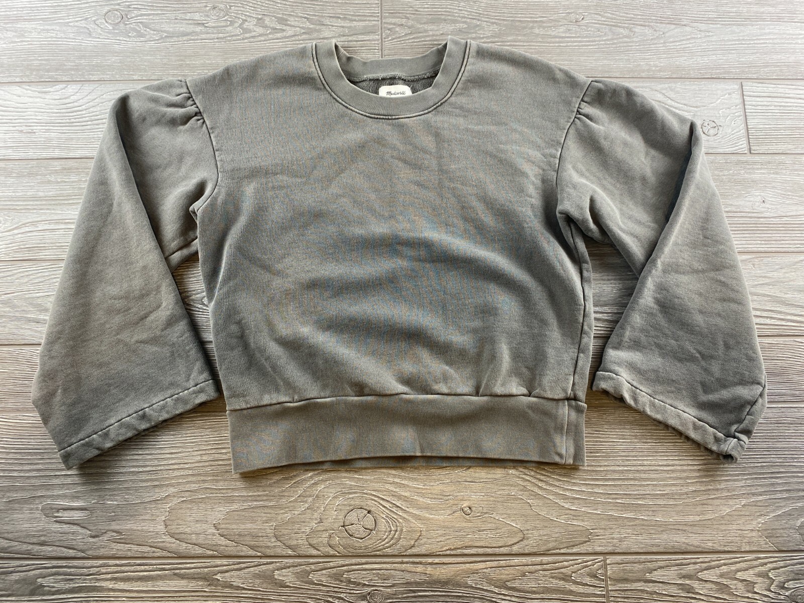 Gray Sweatshirt Bell Sleeves Crew Neck 