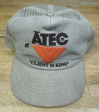 Vintage ATEC Lebanon Indiana Textured Mesh Snapback Baseball Cap Trucker Hat