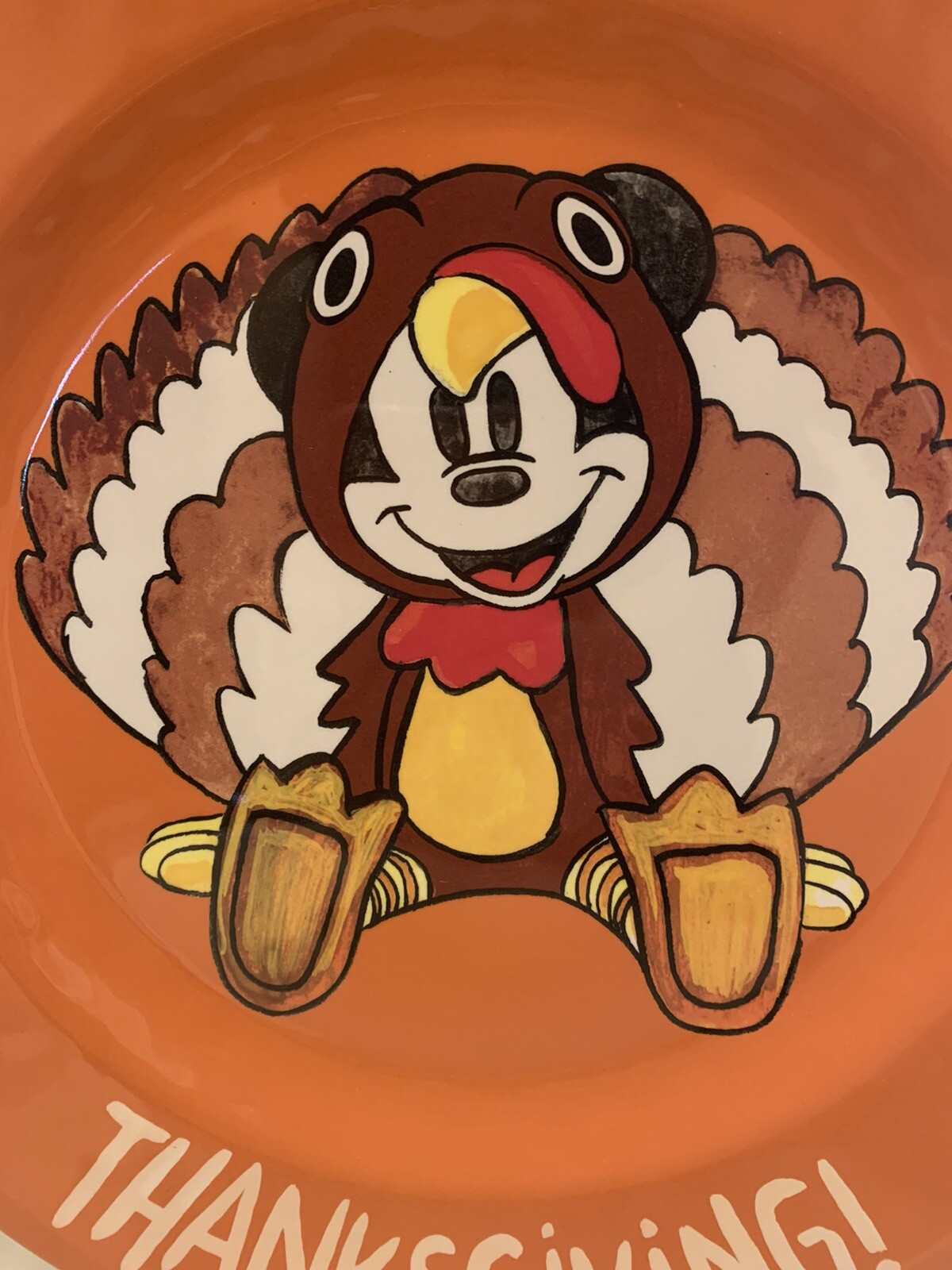 Disney Pottery Barn Mickey Mouse Plate Thanksgiving holiday Pumpkin kid