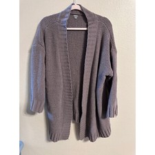 Aerie Knit Cardigan Open Front Chunky Knit Sweater Gray M/M