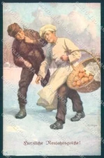 Artist Signed R.A. Hoger New Year Baker Chimney Sweep MM Vienne 1116 pc TW2553