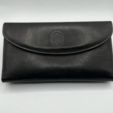 Ladies Mundi Leather Wallet Black w/Kisslock Coin Pocket Checkbook CC Sl…