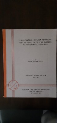 Vintage 1971 Simultaneous Implicit Formulas For The Solution of Stiff Systems...