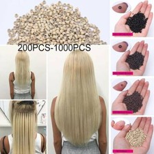 200-1000PCS NANO RING BEADS For Nano Tip Hair Extensions Beige Silicone Line US