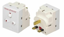 3 Way Triple Mains Switched Adapter 13A Plug Neon Block Socket Splitter Surged