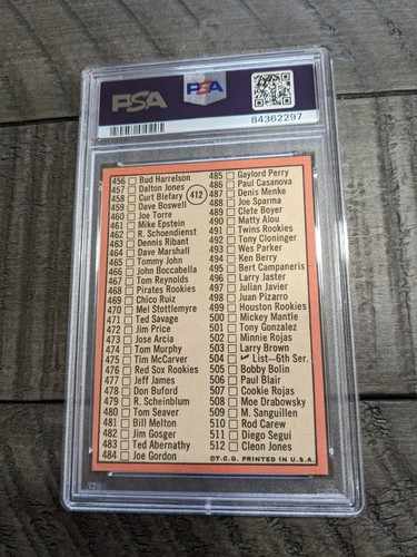 1969 Topps Checklist Mickey Mantle Pictured #412 PSA 4 - Picture 2 of 2
