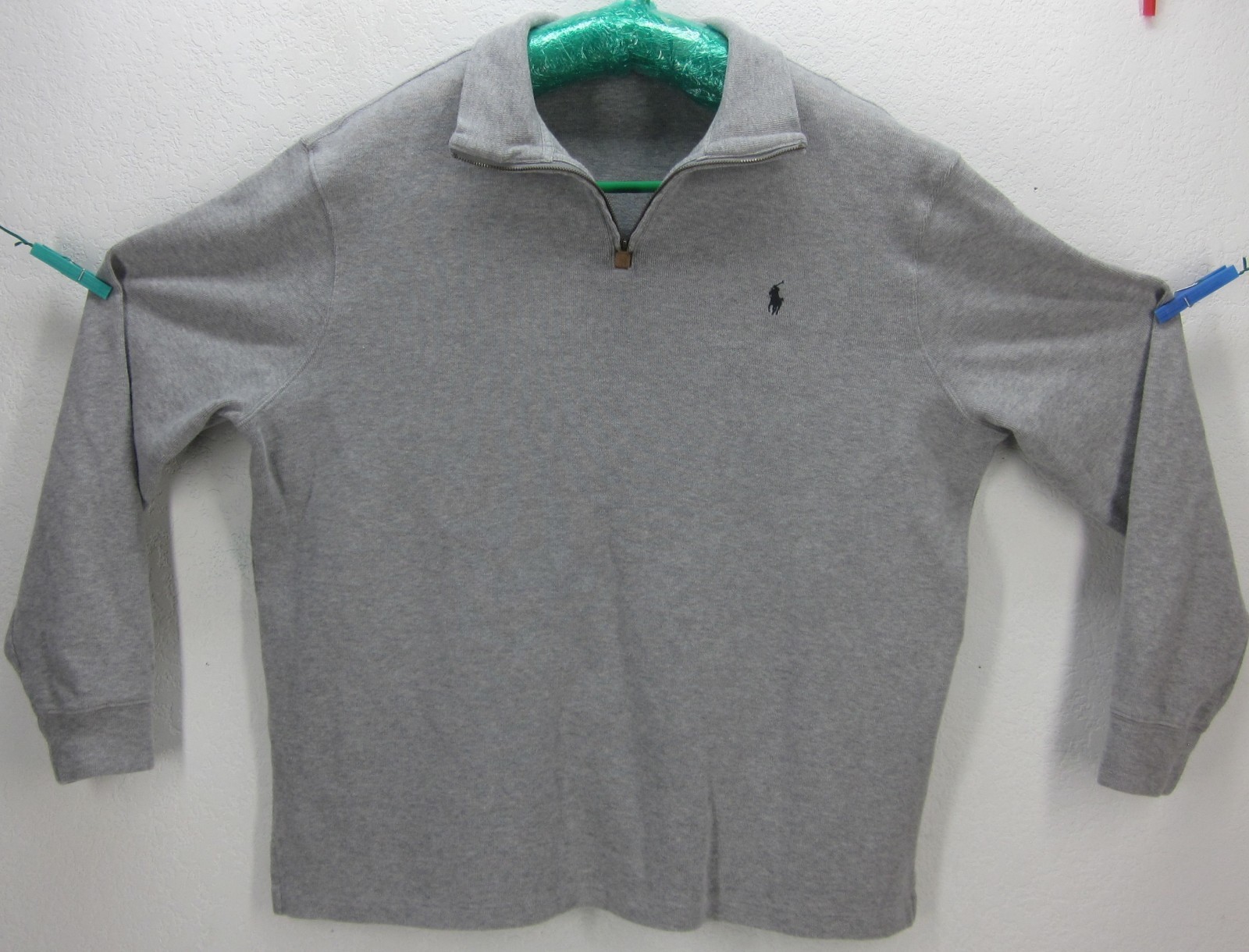 POLO RALPH LAUREN UOMO XXL 100% COTONE GRIGIO 1 4 ZIP FELPA LOGO PONY OTTIME CONDIZIONI