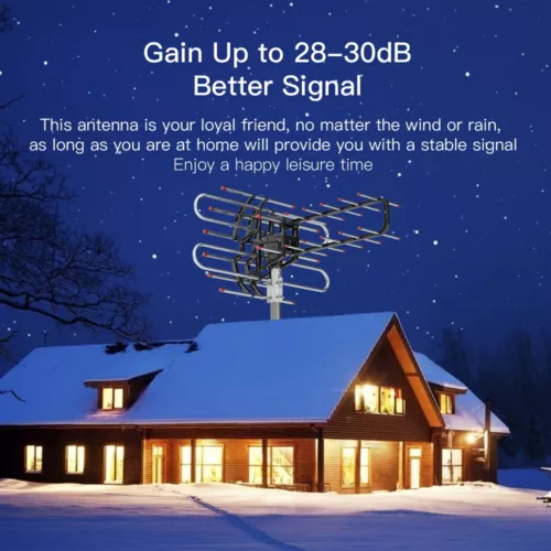 990 Miles Outdoor 1080P Amplified TV Antenna HD TV 36dB Rotor 360° UHF/VHF HDTV - Picture 12 of 12