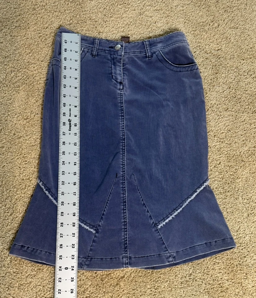 Louie Anthropologie Corduroy Skirt Size 2 – Blue Grey Trumpet Hem – Boho Y2K - Image 3 of 4