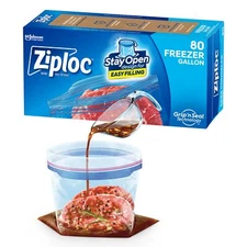 Ziploc Gallon Freezer Bags 80 Count Grip n Seal BPA Free Food Storage Bags