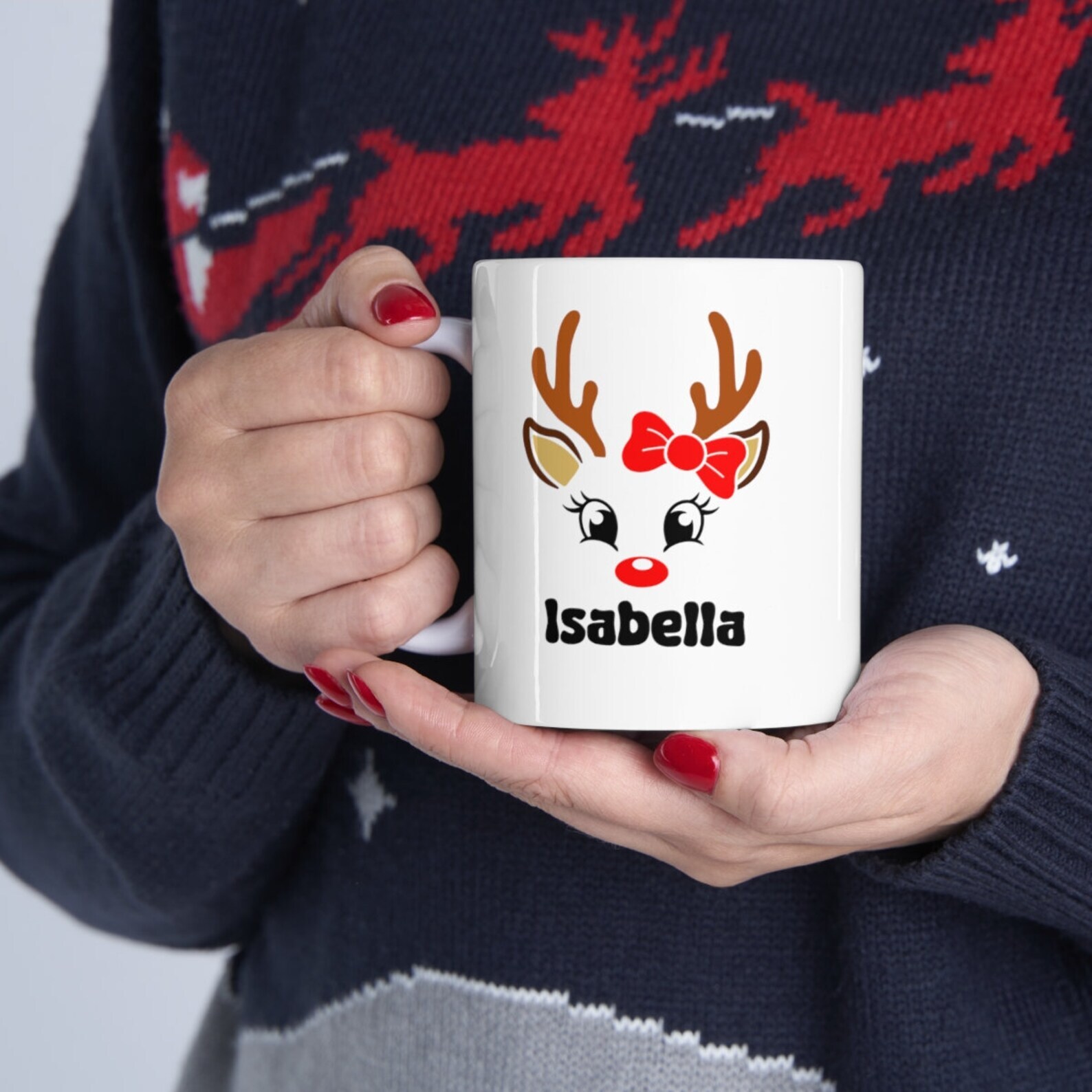 Custom Christmas Reindeer Mug Kids Christmas Gift Kids Reindeer Man Stocking