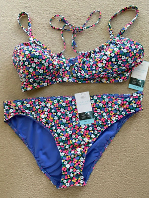BNWT M & S MULTI FLORAL REMOVABLE PADS NON WIRED UPF50+ BIKINI - SIZE 22!!