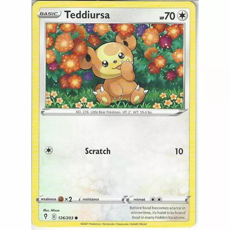 126/203 Teddiursa | Common | Pokemon Trading Card Game SWSH07 Evolving Skies TCG