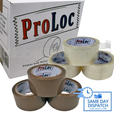 PROLOC PRO-LOC MARKE GERÄUSCHARM KLAR & BRAUN VERPACKUNGSBAND 48 mm x 66M (45MU - KLEBRIG!)