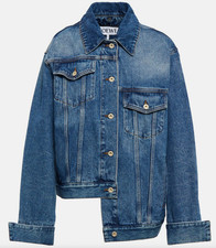 Loewe asymmetric denim jacket FR 36 (first UK8-UK12) with leather logo