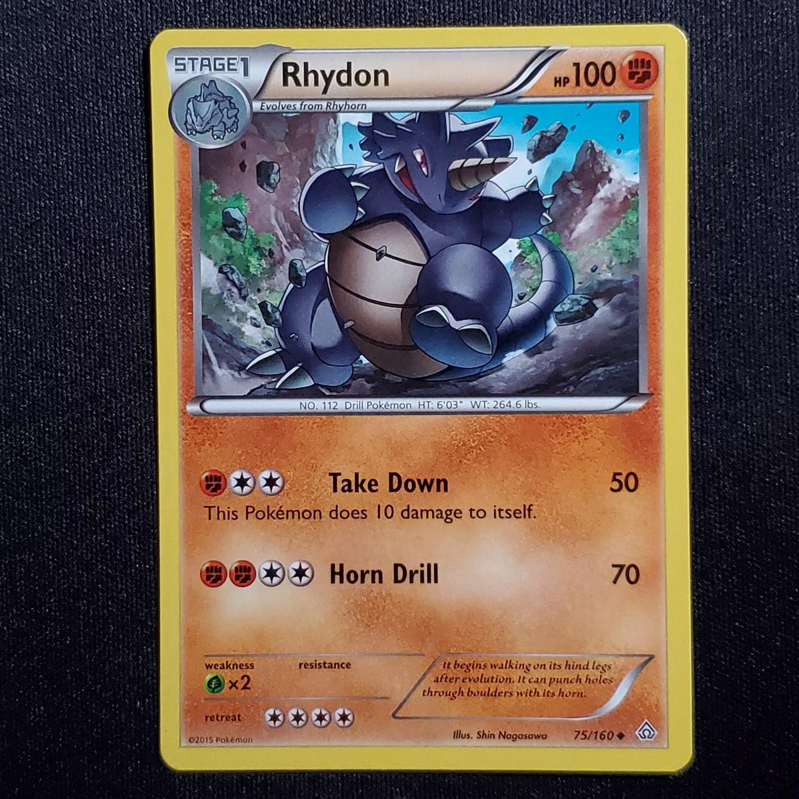 Rhydon 75/160 Uncommon Primal Clash Pokemon Moderately Played