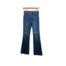 NWOT Express Women  s High Rise Distressed Flare Jeans in Blue Size 2