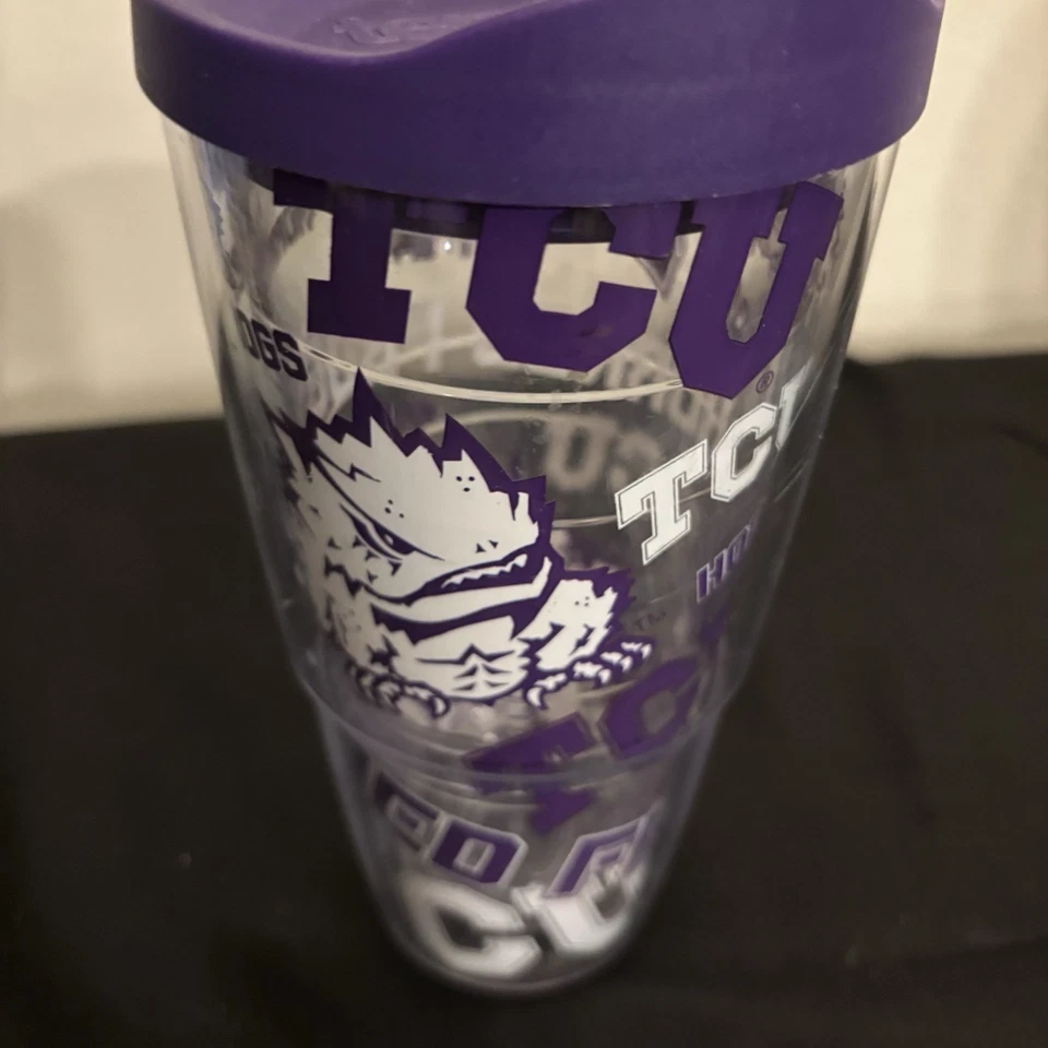 TCU 24 OZ VASO TERVIS “UNIVERSIDAD CRISTIANA DE TEXAS cuerno rana” tapa púrpura Foto 3 de 4
