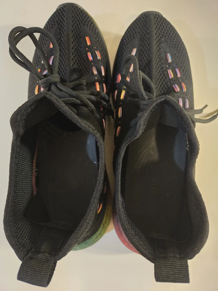 Wanted Streak Women's Black Mesh Sneakers 8.5 Rainbow Sole Casual Shoes - Image 4 of 4