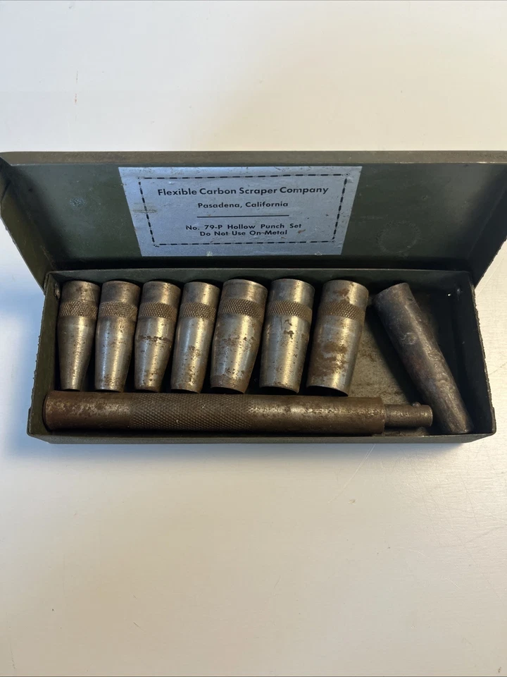 Juego de punzones huecos vintage n.º 79-P Hecho en EE. UU. Pasadena CA Foto 2 de 4