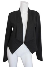 Alice + Olivia Drape Blazer Jacket Size Medium Wool Charcoal Gray Crop Jacket