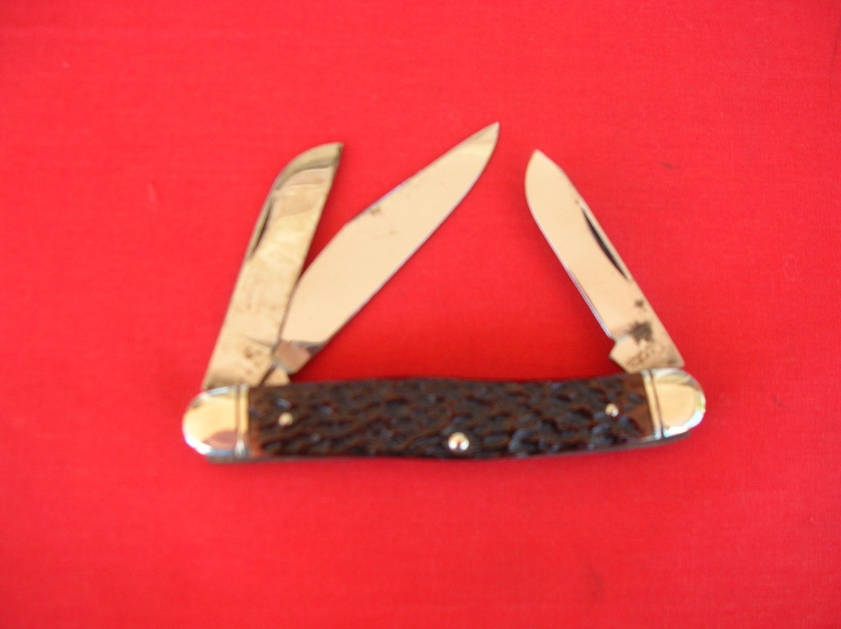 BOKER 8573 3 BLADE STOCKMAN BROWN JIG BONE HANDLES KNIFE | eBay