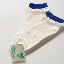 VTG Women's Lace Socks NOS Roll Top 9-11 "Springfoot Springers" Low Cut Blue 80s