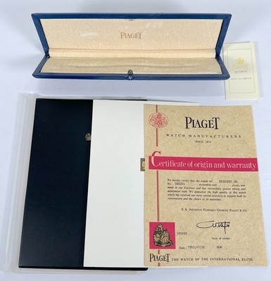 VINTAGE ORIGINAL PIAGET Uhrenbox Etui Leder Holz Blau Booklet 260208007y4A
