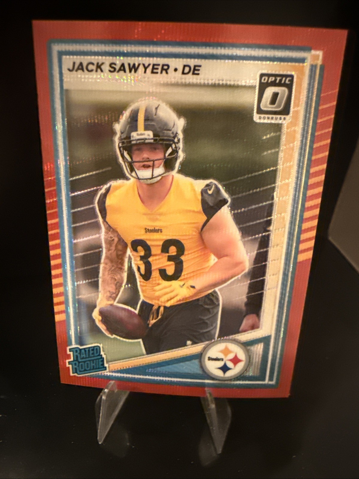2025 Panini Donruss Rated Rookie Jack Sawyer Optic Preview Red Wave #390