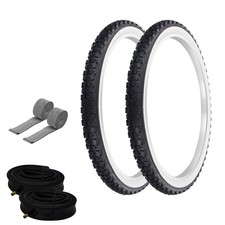 PRO TIRES 24 x 2.125 BLACK/WHTIE P-1075A W/ HEAVYDUTY TUBES  RIM STRIPS