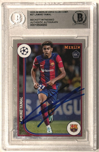 2023-24 Topps Merlin UCC #27 Lamine Yamal RC Beckett Witnessed Authentic AUTO