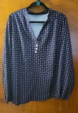 Women's Plus Size Allover Printed Notched V Neck Long Sleeve Casual Blouse