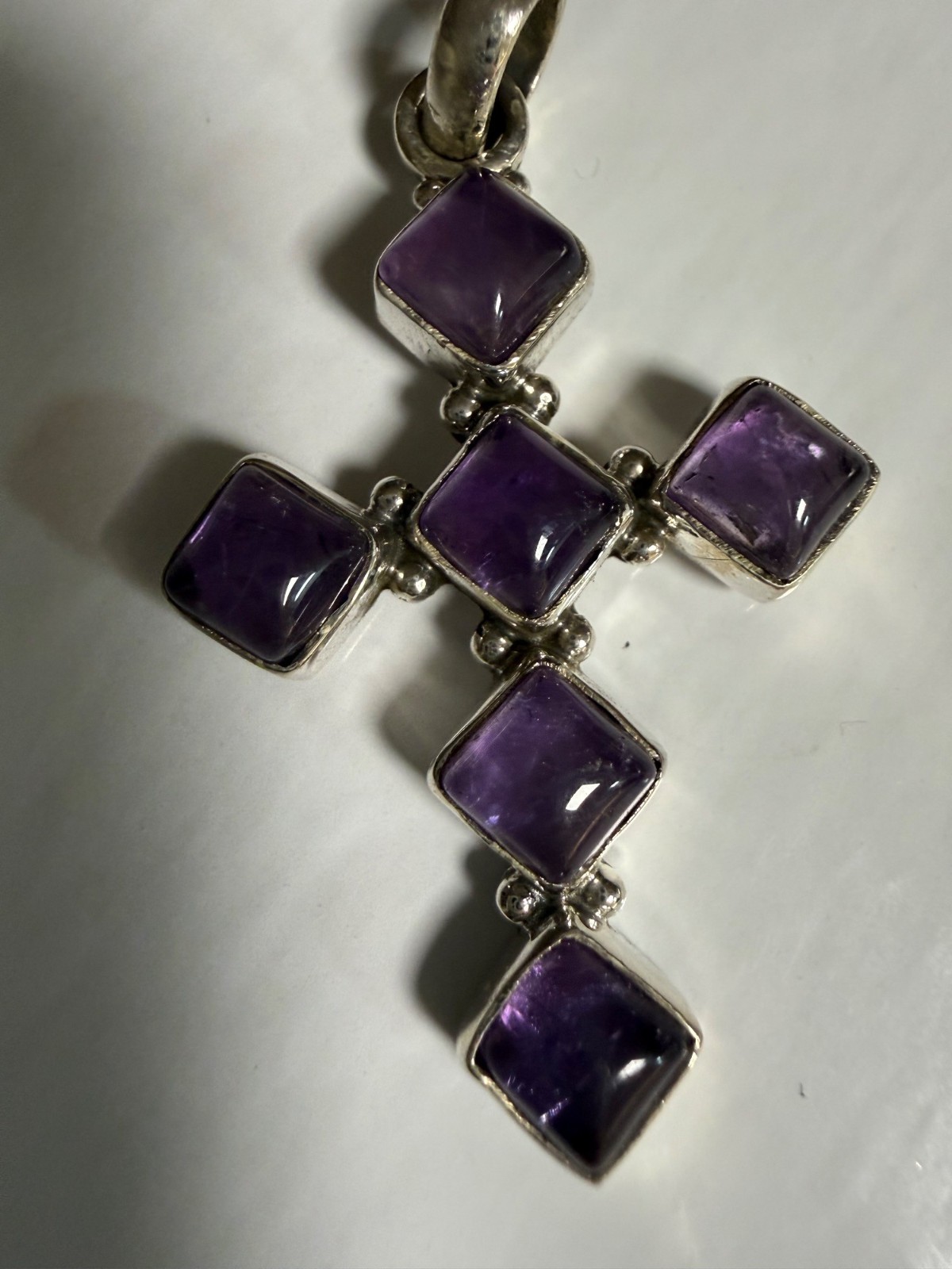 Lg Artisan Ruby Gemstone Cross Statement Pendant … - image 9