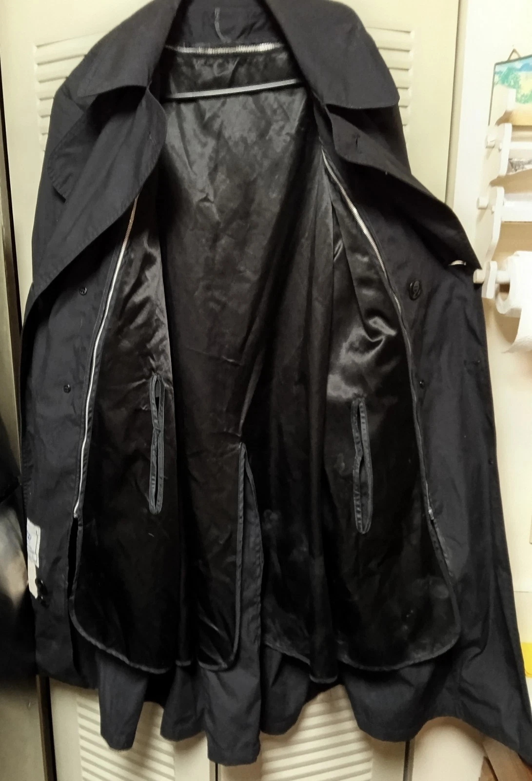 DSCP Garrison Collection Men's Black Long Trench Coat Belted Lined Size 44 - product detail image 4