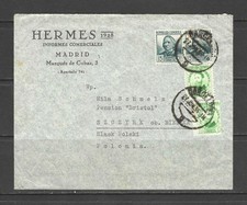 Spain, 1935, cover, Barcelona to Slask, Poland            #54