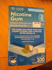 Rite Aid Nicotine Gum 2 Mg Each Coated Ice Mint Flavor 100 Pieces Exp 03/26