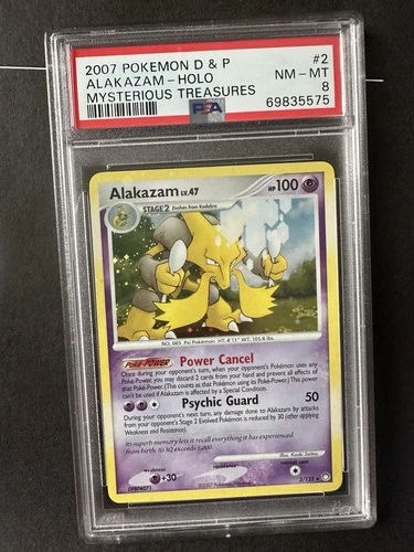 Alakazam Mysterious Treasures Holo 2/123 PSA 8 Vintage 2007 Pokemon Card