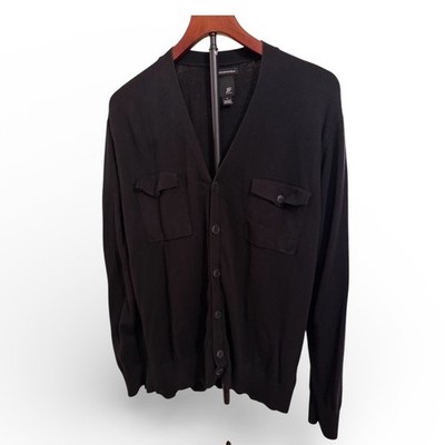 JF Black Button Front Cardigan women's  Long Sleeve Business Casual Top Chic XL