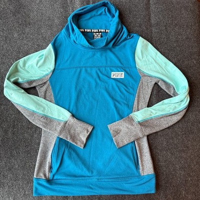 PINK VS Victoria's Secret Ultimate Athletic Top Womens S Blue Teal Zip Pockets