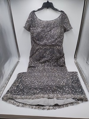 La Femme Silver Sequin/Beaded Sheath Gown Size 10 New WITHOUT Tags (#C3-F3)
