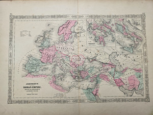 1863 Johnson Atlas Map Roman Empire Genuine