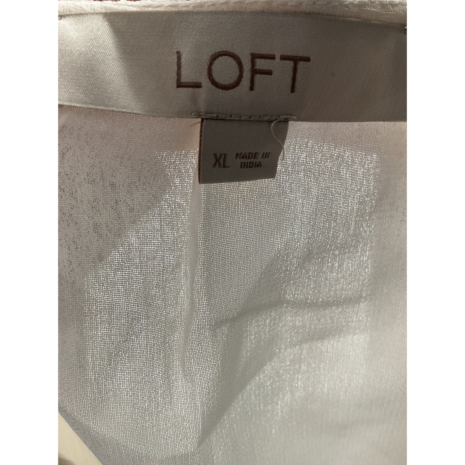 LOFT Cream Polyester Solid Blouse XL - image 3
