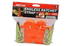Endless Ratchet Straps 250 kg Load Quick Release 2 Piece Set Bright Orange