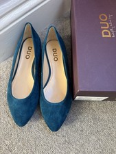 Duo Ballerina Flat Shoes In Suede Blue Size 5