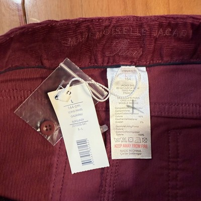 NEW Jacadi Essentials Women's Pants L 28 x 30.5 Skinny Burgundy
