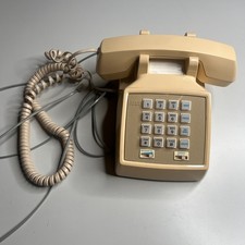 Vintage AT T Traditional 1000 Touch-Tone Desk Phone Beige  Push Button  Hong