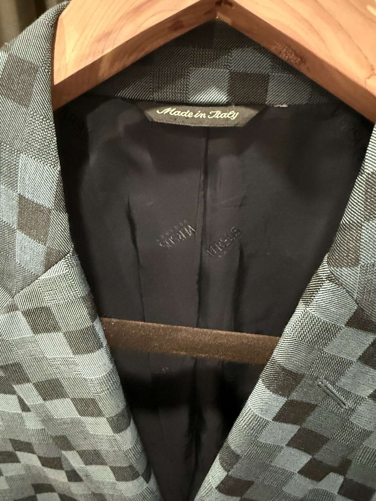 Versace 40R Patterned Navy Blue Statement Blazer - image 4